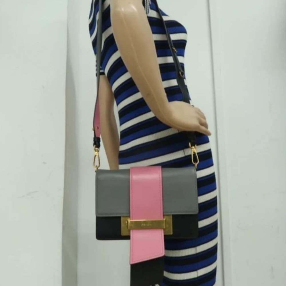 Prada Cahier Ribbon Mulitcolor Leather Shoulder Bag Lux550-100125 - Picture 13 of 13